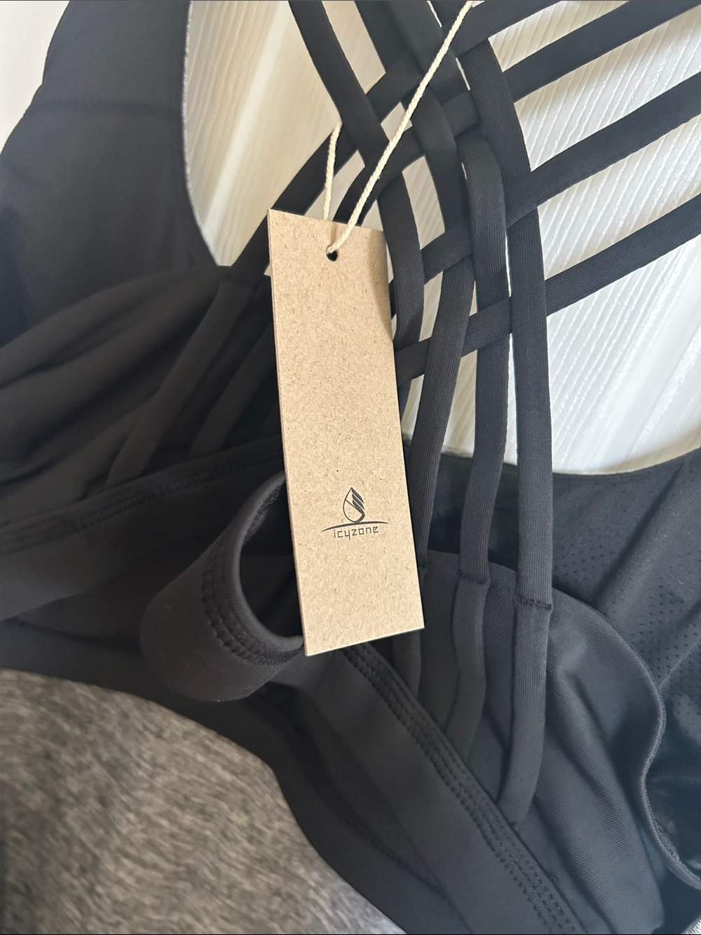 Women’s Strappy Back Tank Top - Gray workout - Picture 4 of 7
